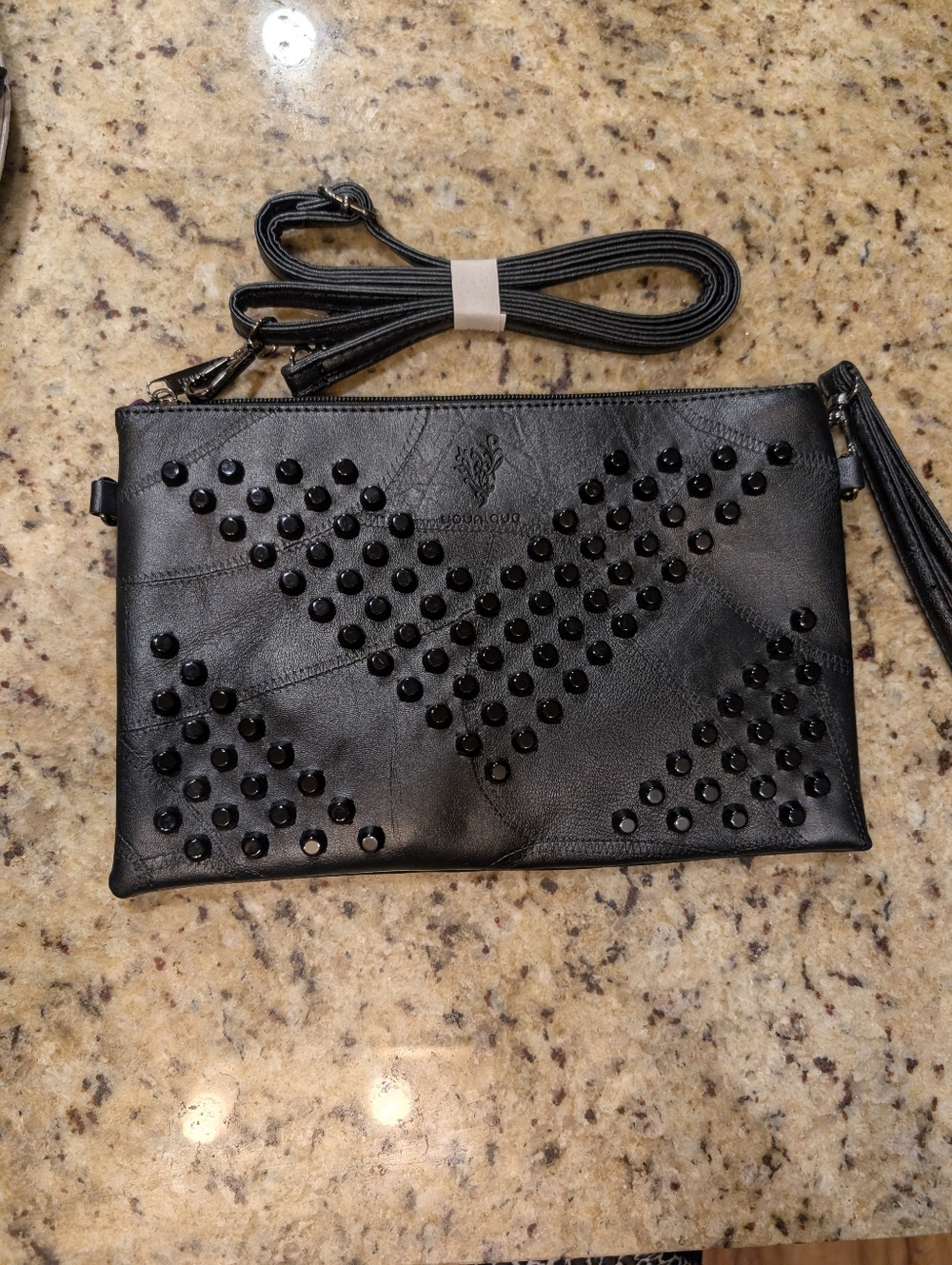 Younique Black Studded Wristlet Crossbody NWOT